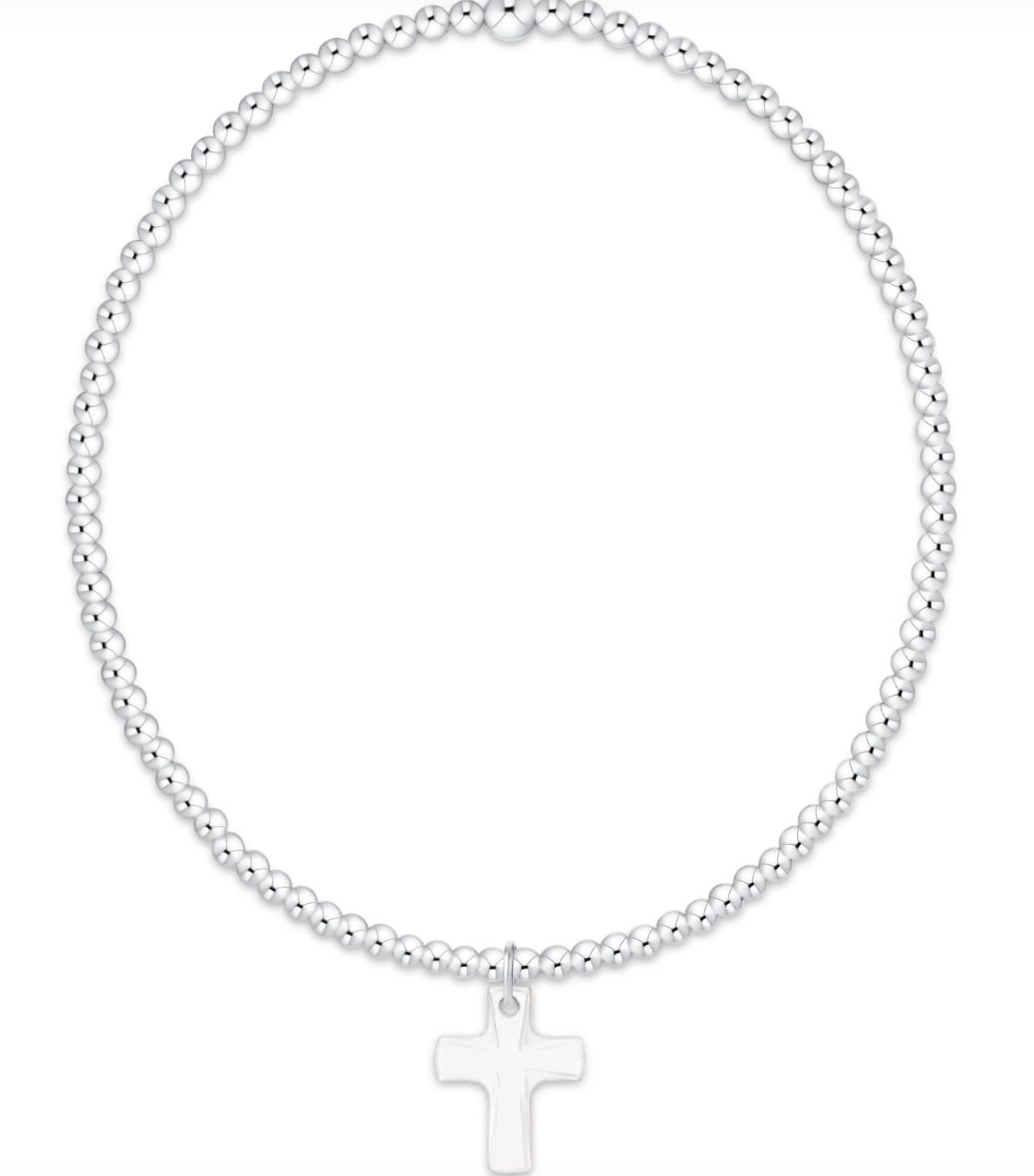 Sterling Classic Bracelet, Blessed Crystal Charm 2mm