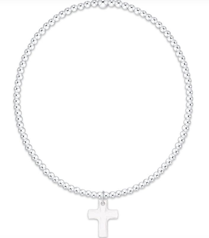 Sterling Classic Bracelet, Blessed Crystal Charm 2mm