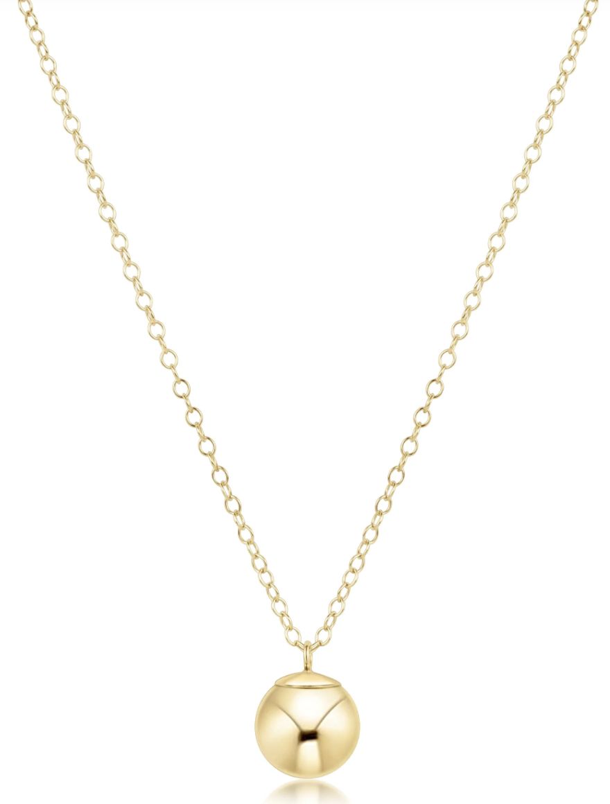 Gold 16" Necklace, Classic Gold Charm, 8mm