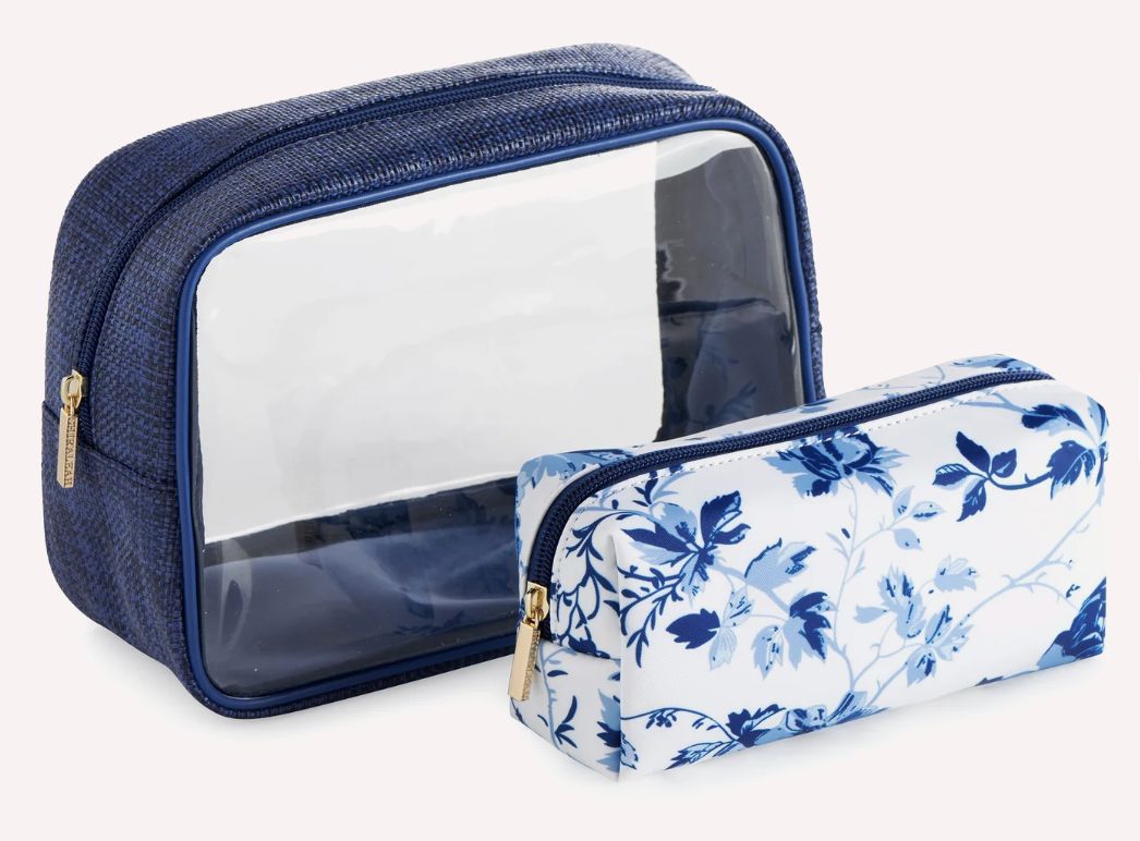 Pretty Set of 2 Cosmetic Cases, Blue Pretty Set of 2 Cosmetic Cases, Blue