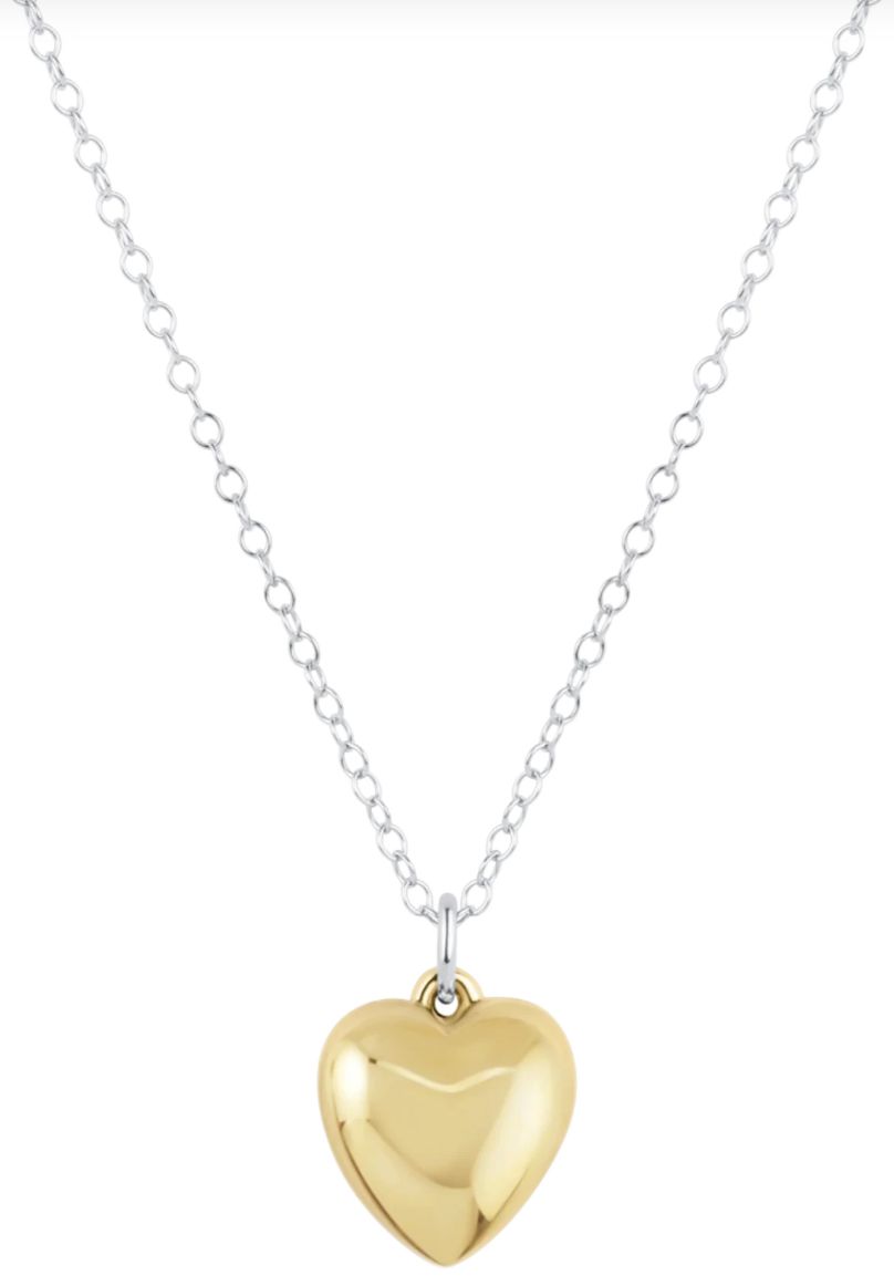 Mixed Metal 16" Necklace, Love Plush Gold Charm