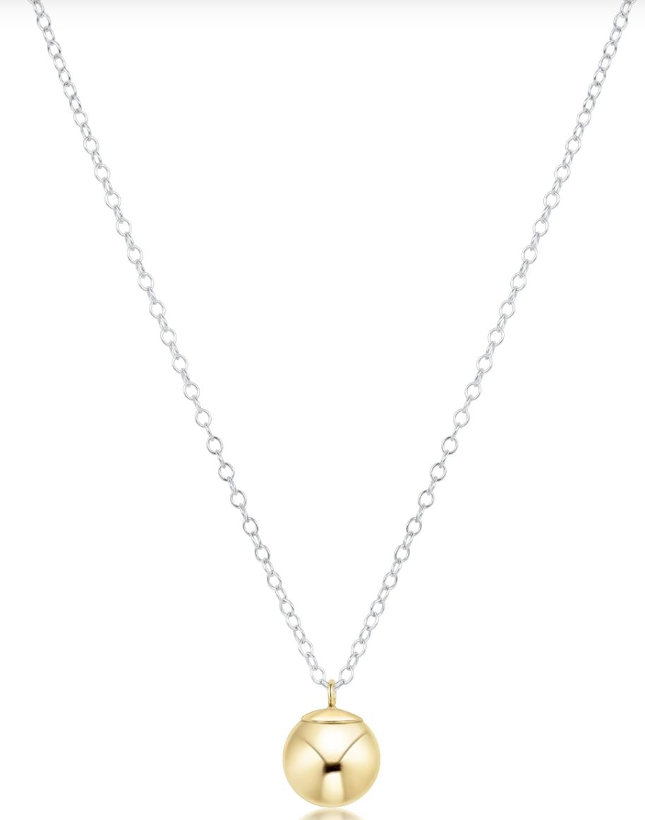 Mixed Metal 16" Necklace, Classic Gold 8mm Charm