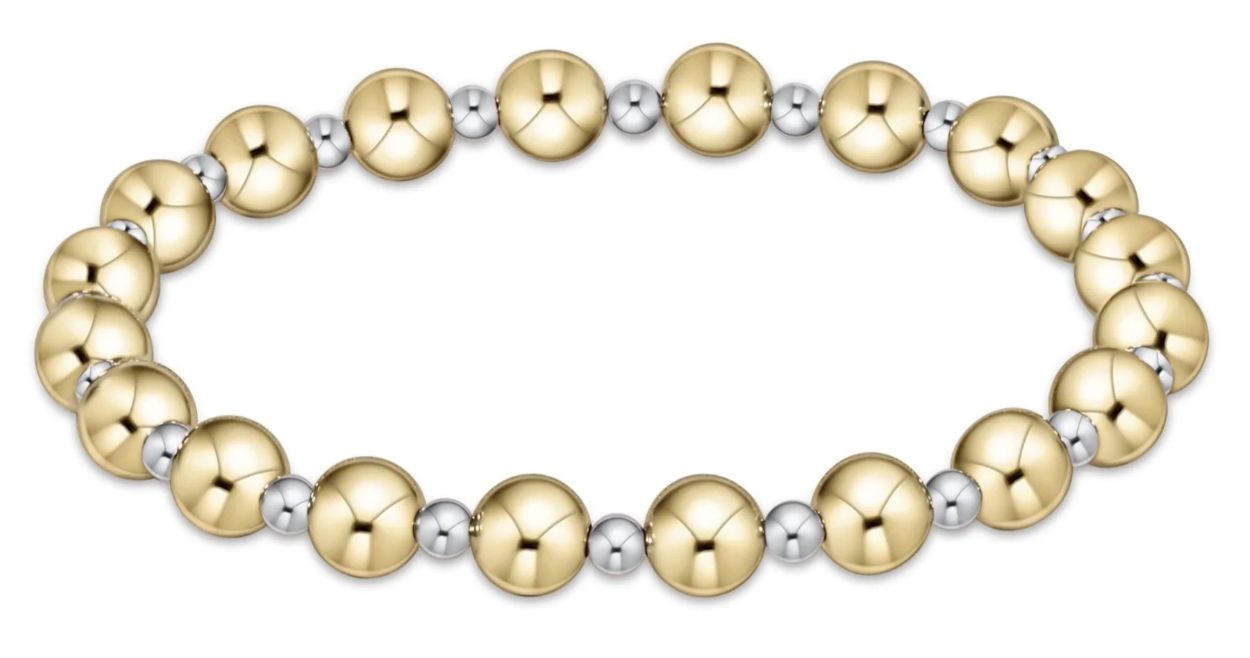 Mixed Metal Grateful Bead Bracelet, 6mm