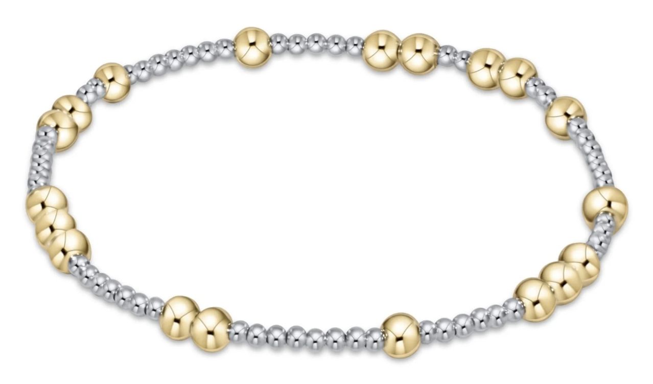 Mixed Metal Hope Bead Bracelet, 4mm