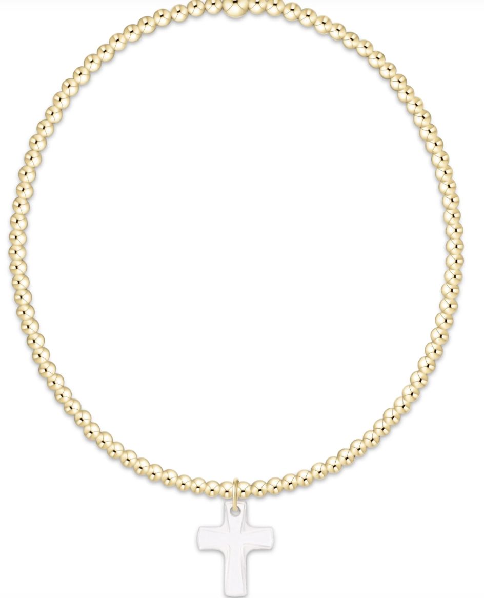 Gold Classic Bracelet, Blessed Crystal Charm 2mm
