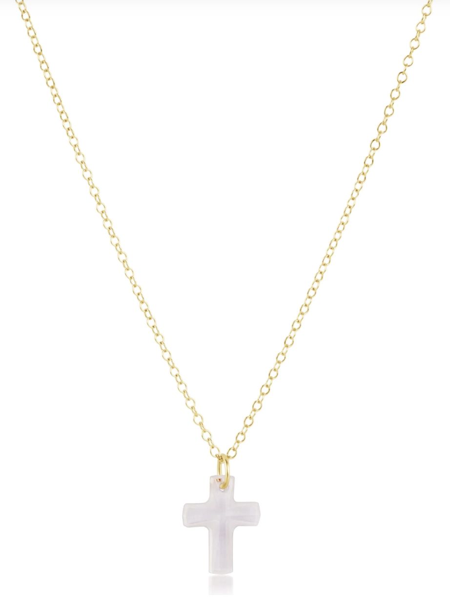 Gold 16" Necklace, Blessed Crystal Charm