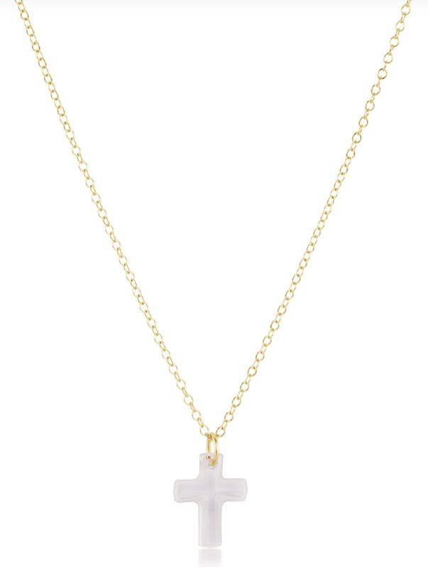 Gold 16" Necklace, Blessed Crystal Charm