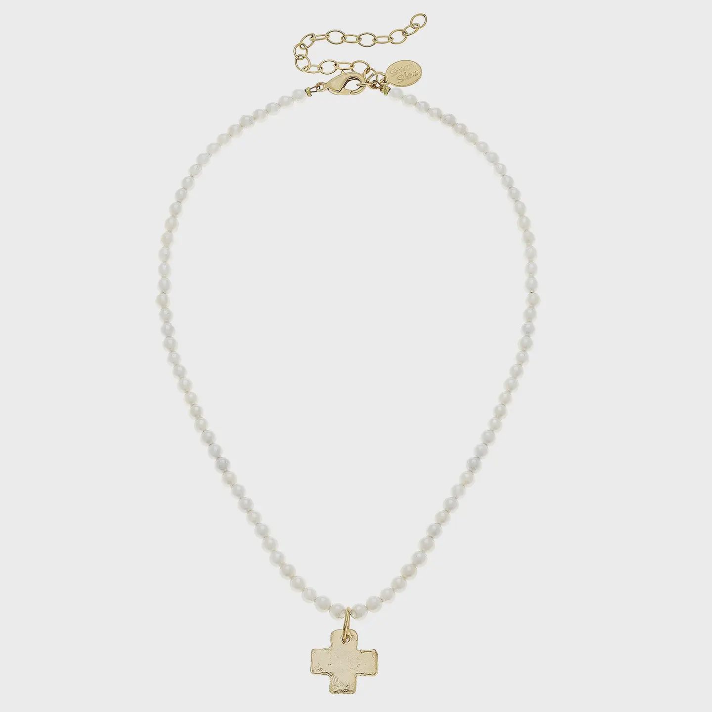 Gold Cross on Fresh Water Pearl Necklace