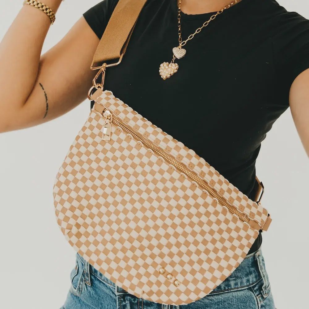 Westlyn Woven Bum Bag, Color: Checkered Tan