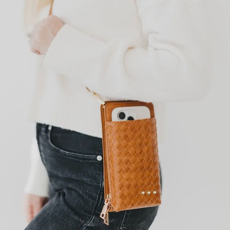 Double Duty Woven PU Leather Phone Bag