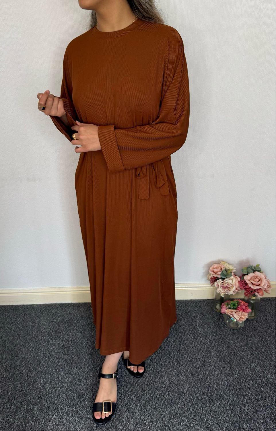 Ribbed jersey maxi dress
