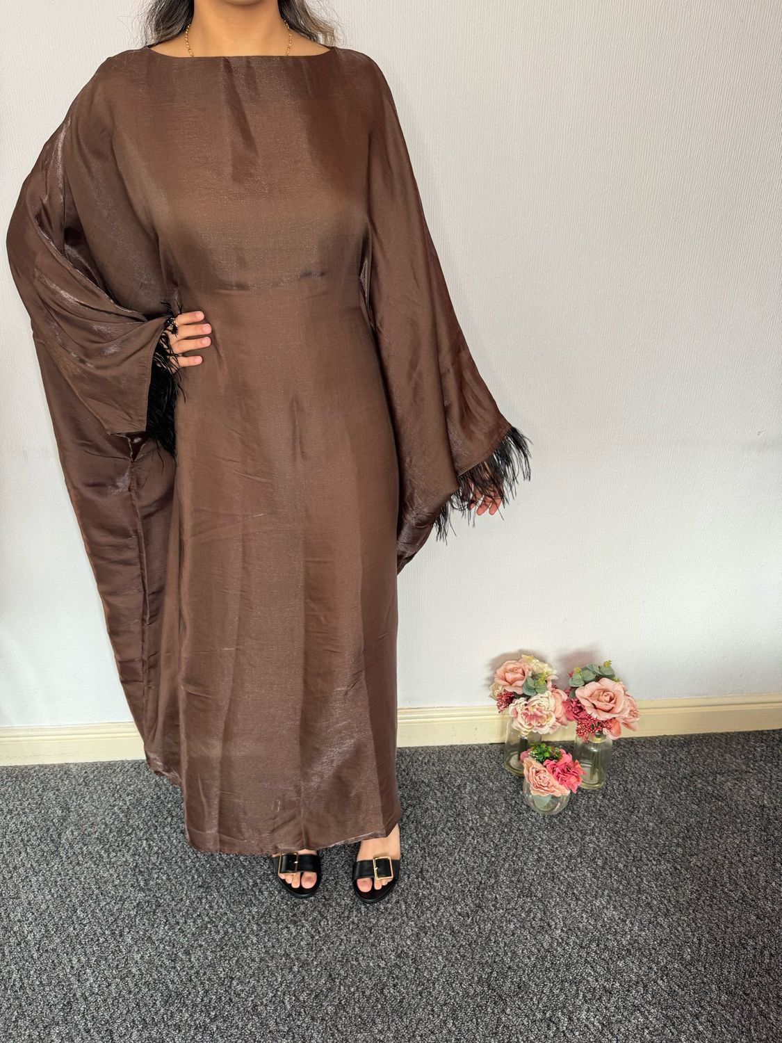 Metalic batwing sleeves kaftan