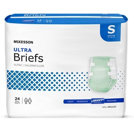 Briefs McKesson Brand Adult (Heavy). 1 Case of 96 briefs equals 4 bags with 24 briefs in each bag. (Sm) Waist: 22&quot; to 36&quot;