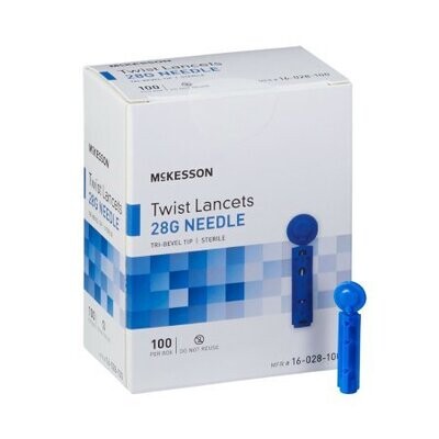 Diabetes McKesson Brand Lancets, 28G (Twist off cap). 4 Boxes equal 400 lancets