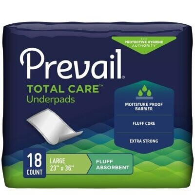 Under Pad/chux Prevail. 36 pads equal 2 bags with 18 pads in each bag. 23&quot; x 36&quot;