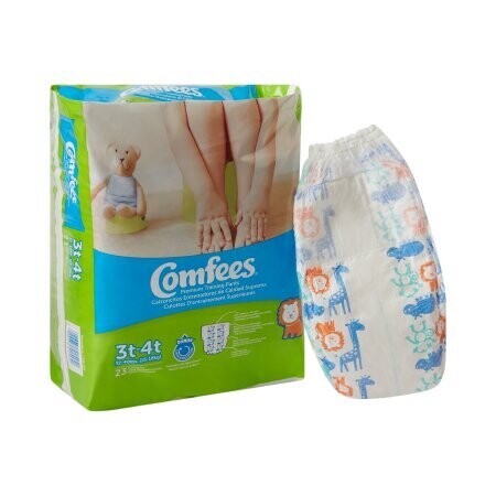 Training Pants Comfees Male Toddler Pull On with Tear Away Seams Size 3T to 4T Disposable Moderate Absorbency. 138/diapers