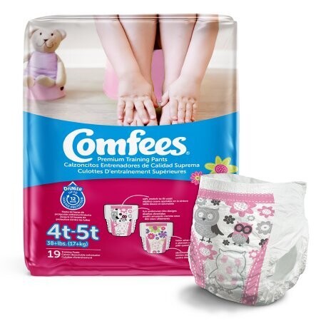 Training Pants Female Toddler Comfees® Pull On with Tear Away Seams Size 4T to 5T Disposable Moderate Absorbency. 114/diapers