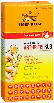 Pain Relief Topical Tiger Balm® Arthritis Rub 11% - 11% Strength Camphor / Menthol Cream 4 oz.