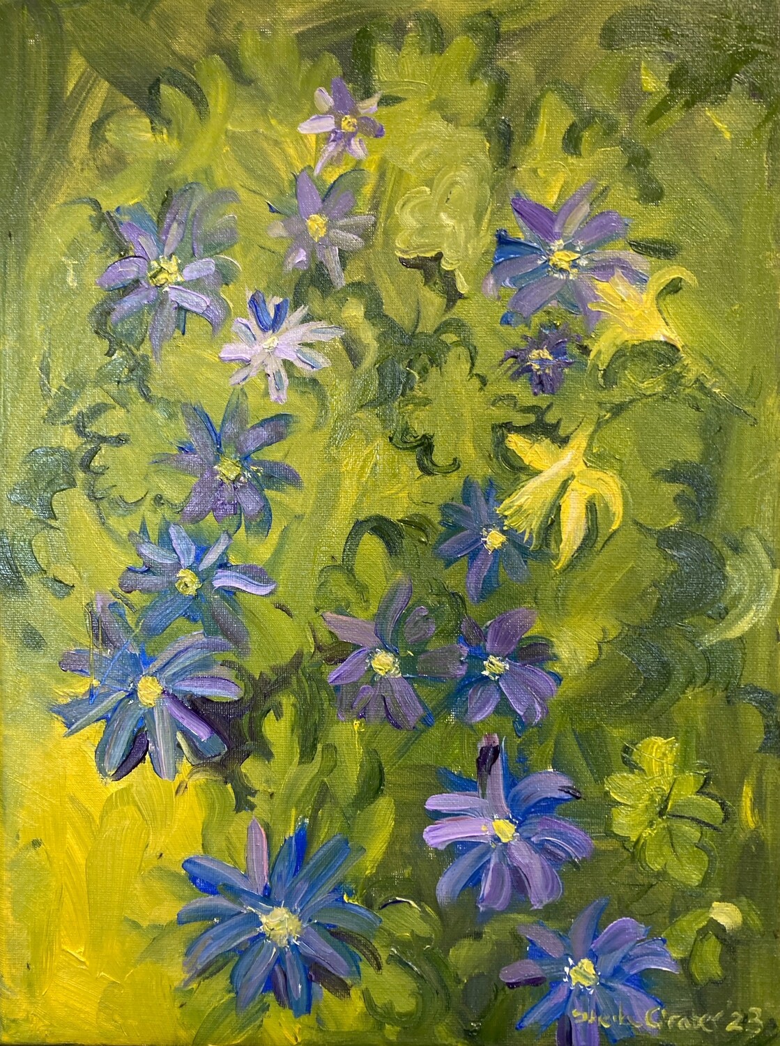 PRINT- of Anemones painted as they grew in Sheila&#39;s Garden