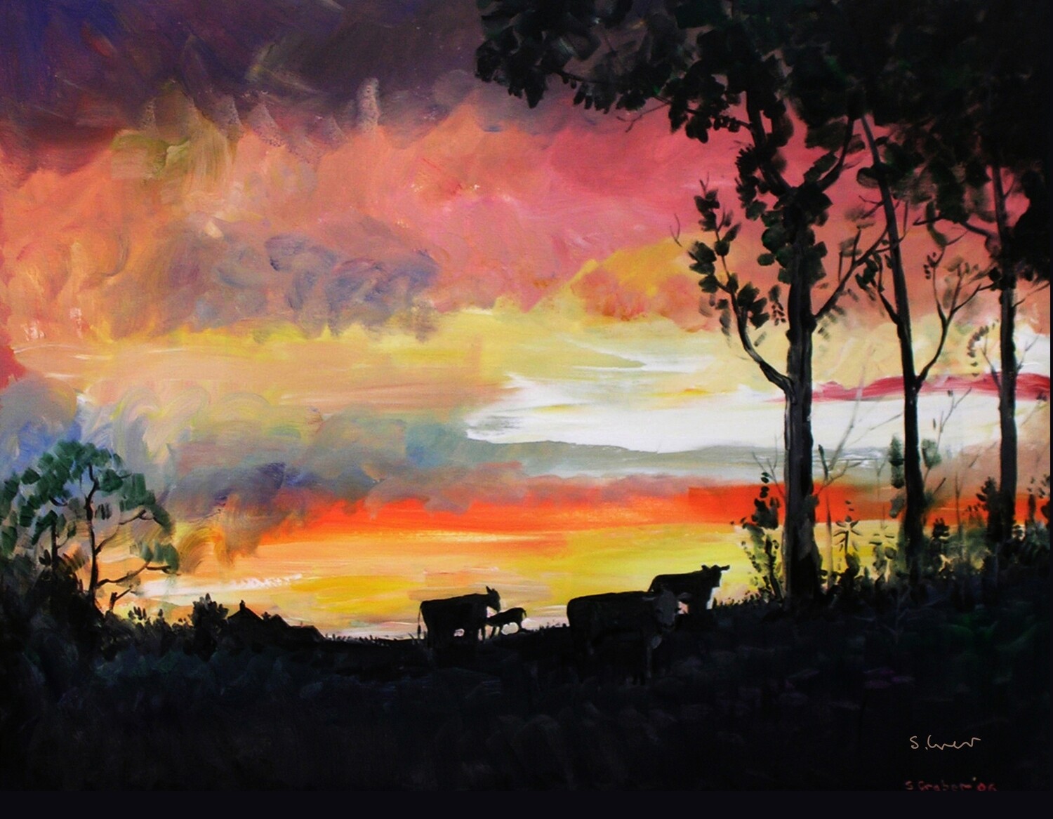 PRINT-- SANDANCER TREES &amp; COWS - 2008