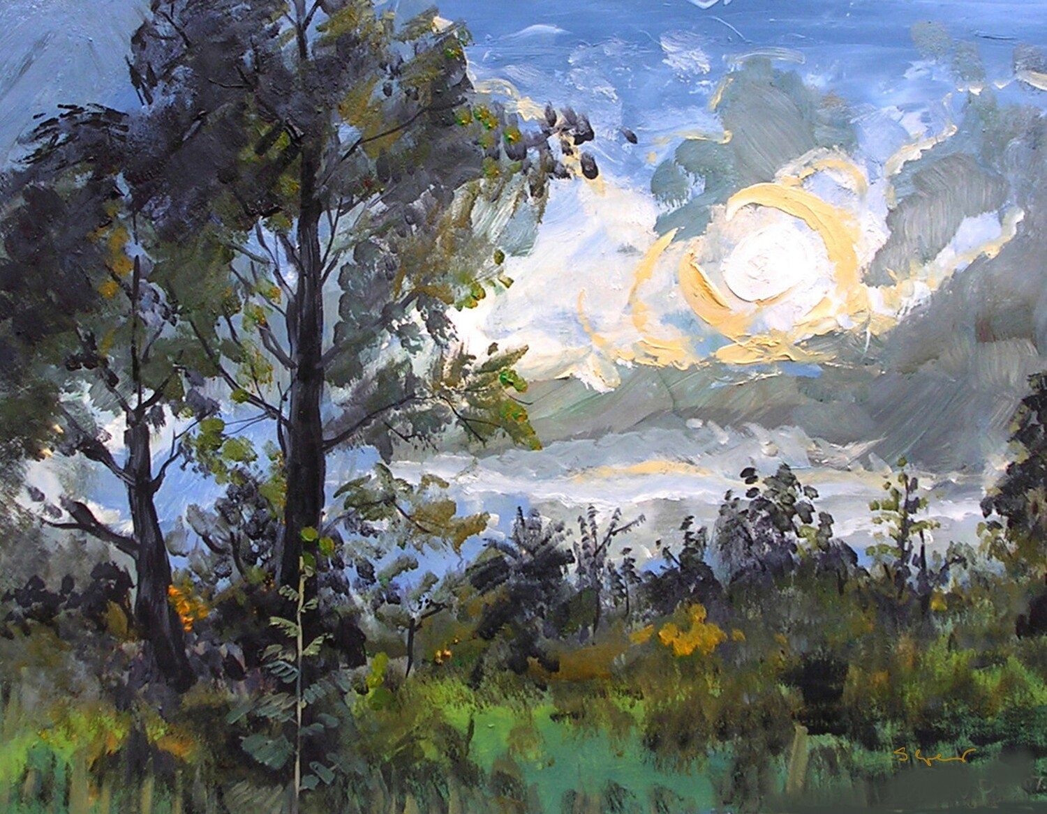 PRINT-IRISH TREES -STORM APPROACHING