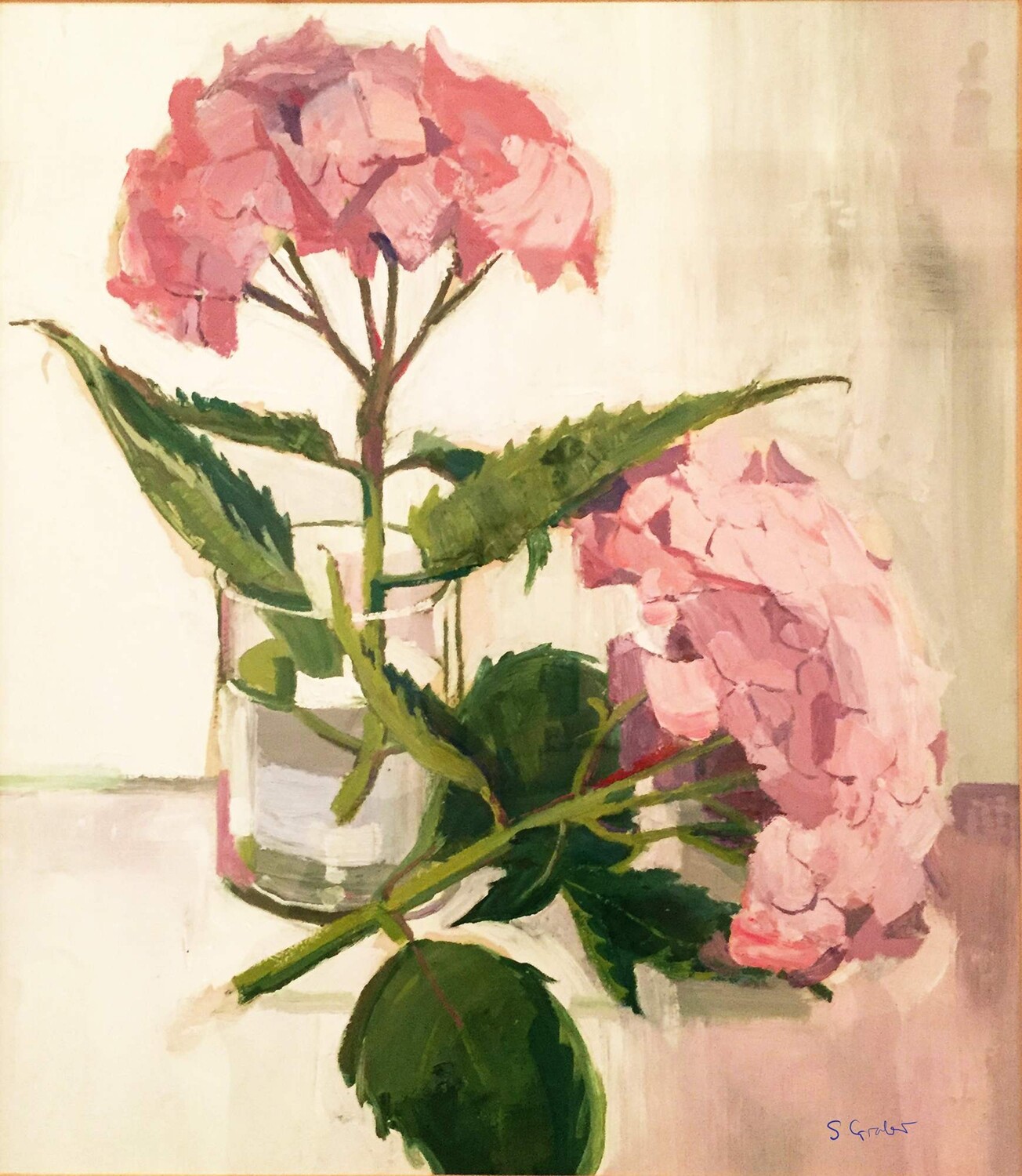 PRINT-- PINK HYDRANGEAS 1980