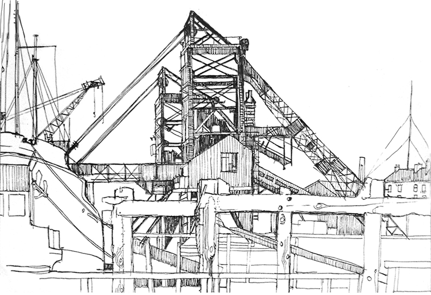 PRINT-- COAL STAITHES DRAWING 1960