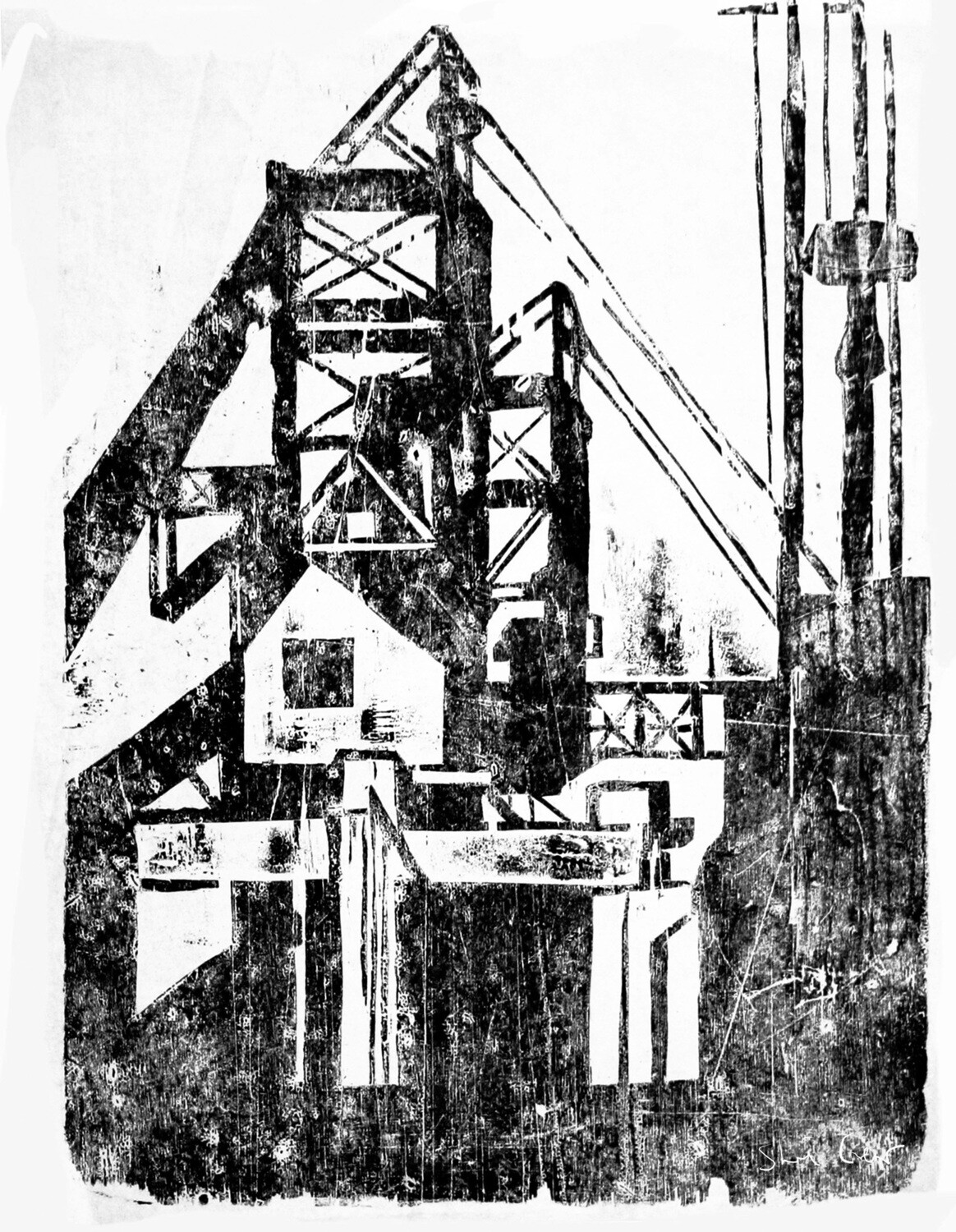 PRINT-WOODCUT COAL STAITHES 1962