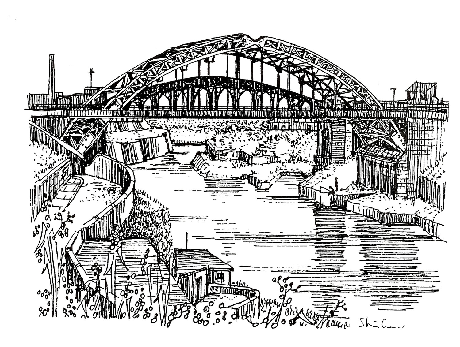 PRINT-- WEARMOUTH BRIDGE- SUNDERLAND