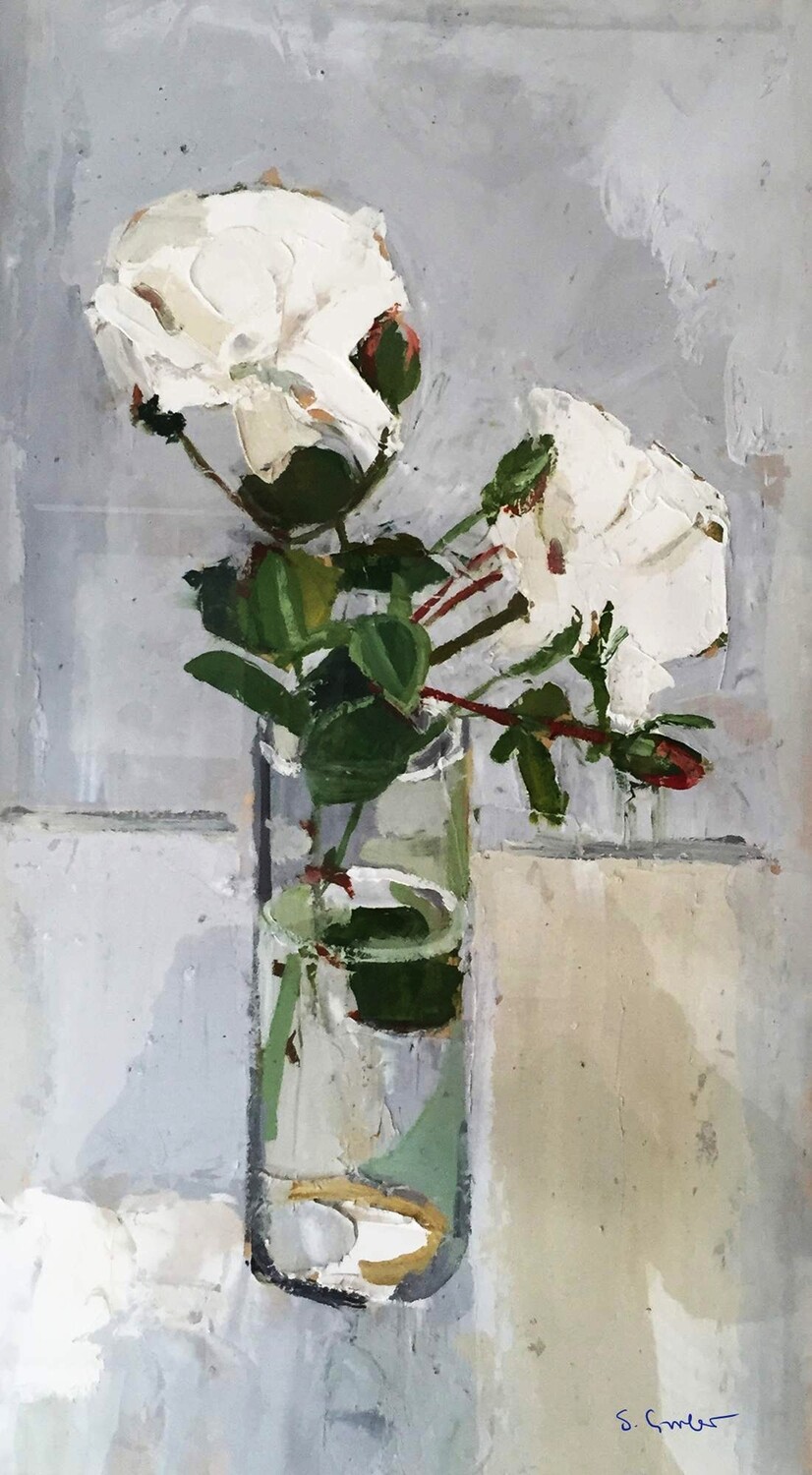 PRINT-WHITE ROSES