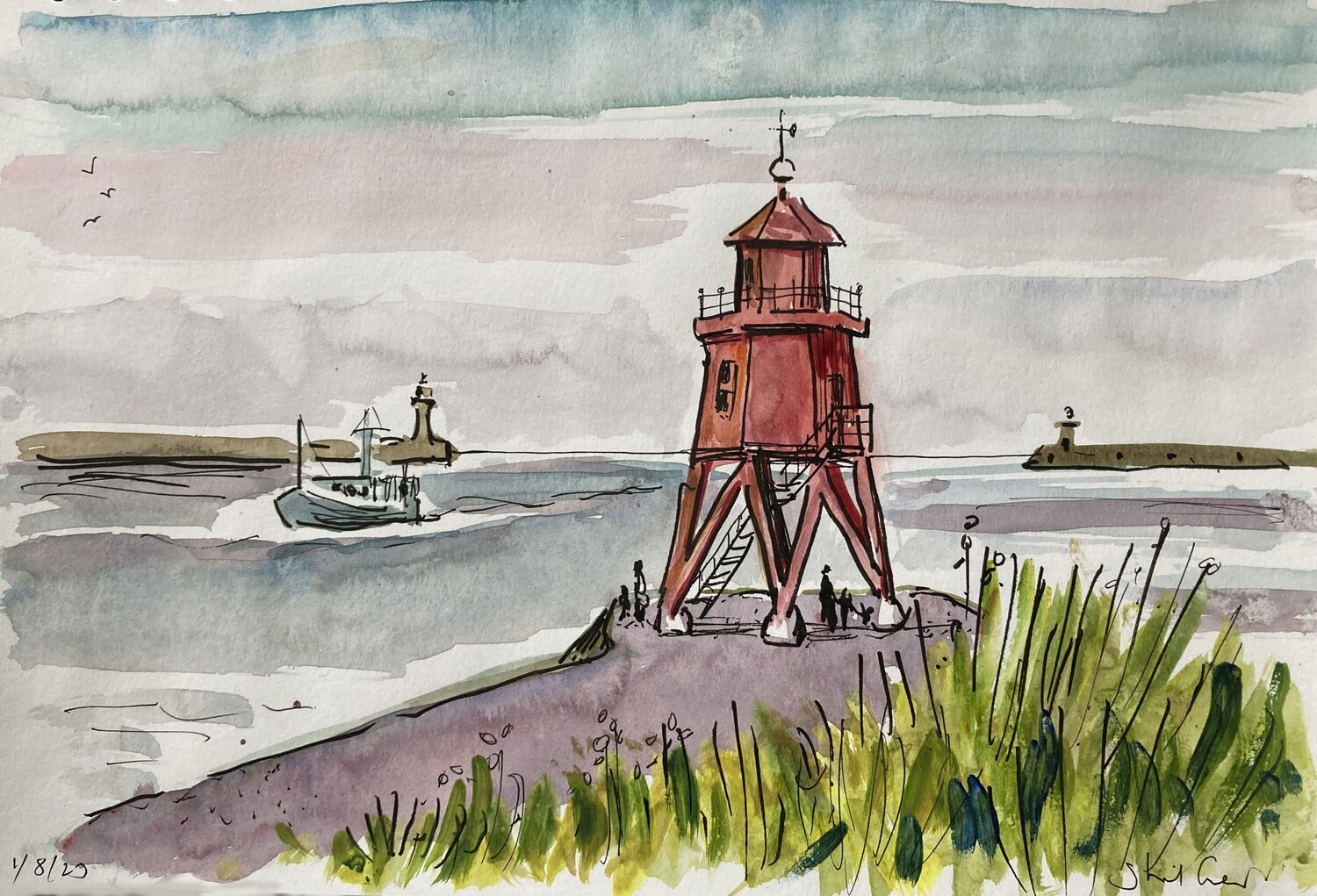 PRINT- -37 GROYNE and  BOAT