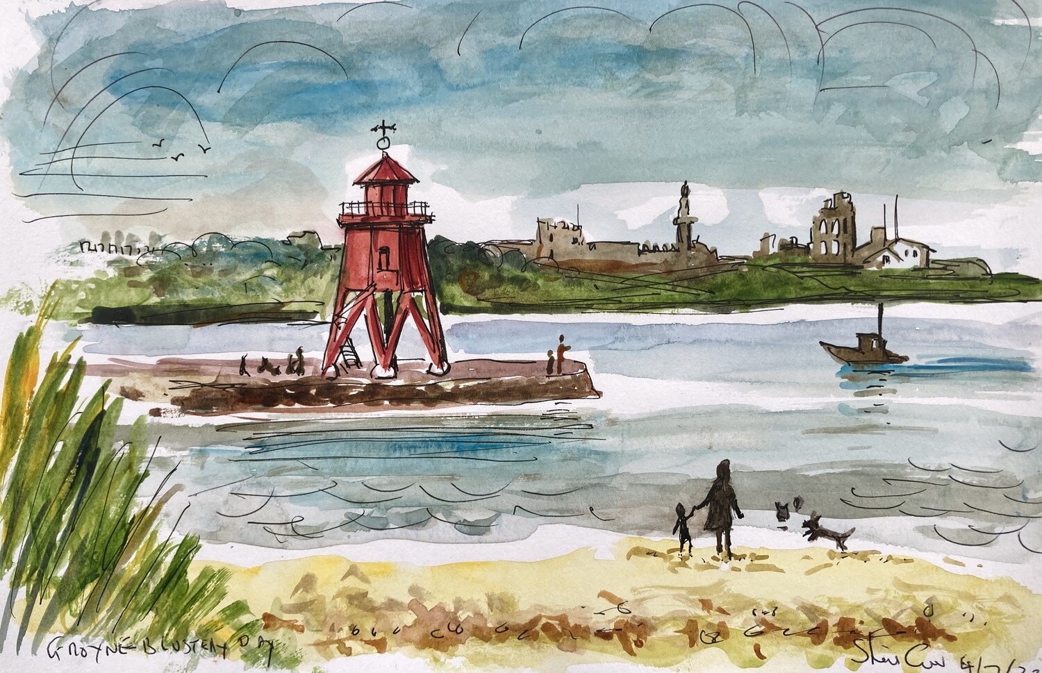 PRINT-36  GROYNE BLUSTERY DAY 4/7/23