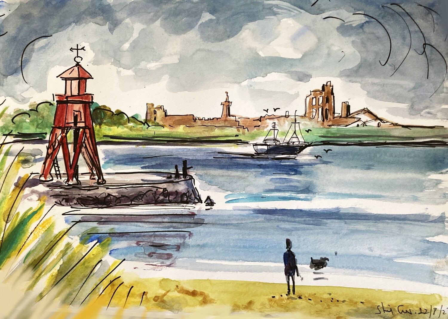 PRINT -  33 GROYNE AND  Ruby the  DOG. 22/8/23