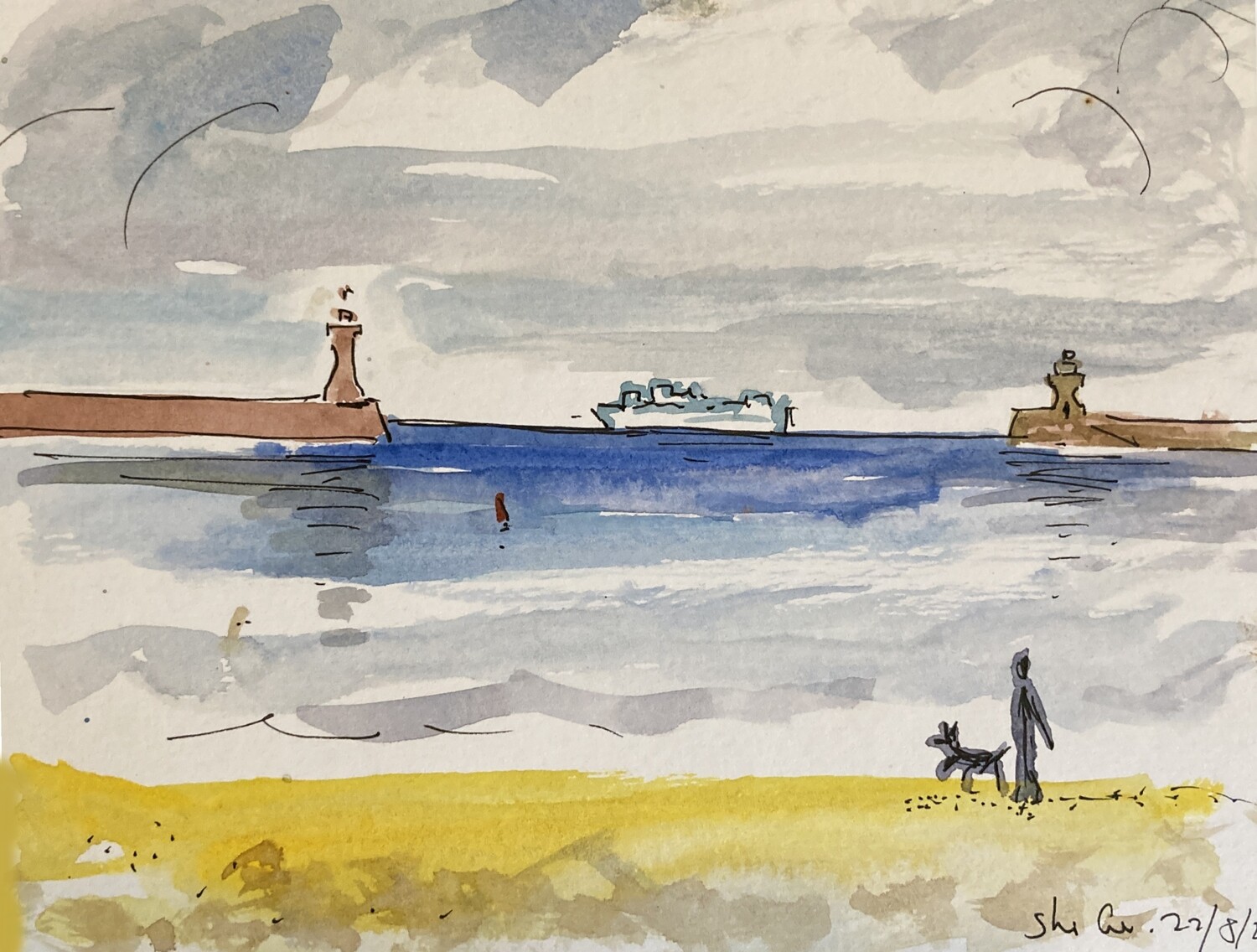 PRINT - PIERS, SHIP AND A DOG 22/08/23