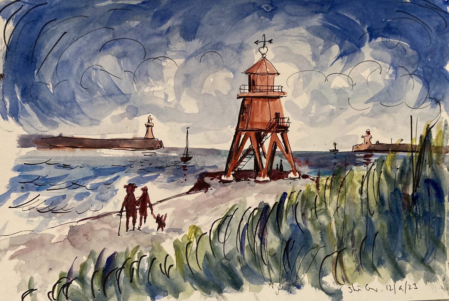 PRINT -  30 WINDY DAY AT THE GROYNE 12/9/23