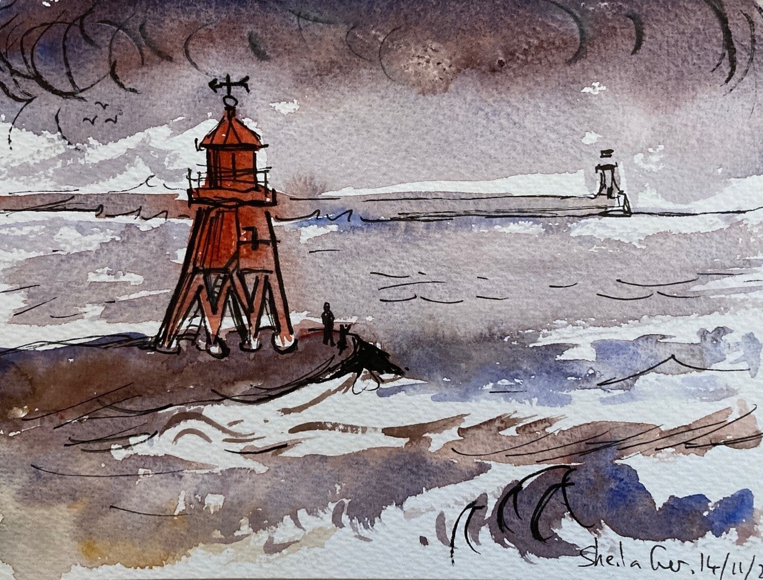 PRINT -  27  GROYNE ROUGH SEA 14/11/23