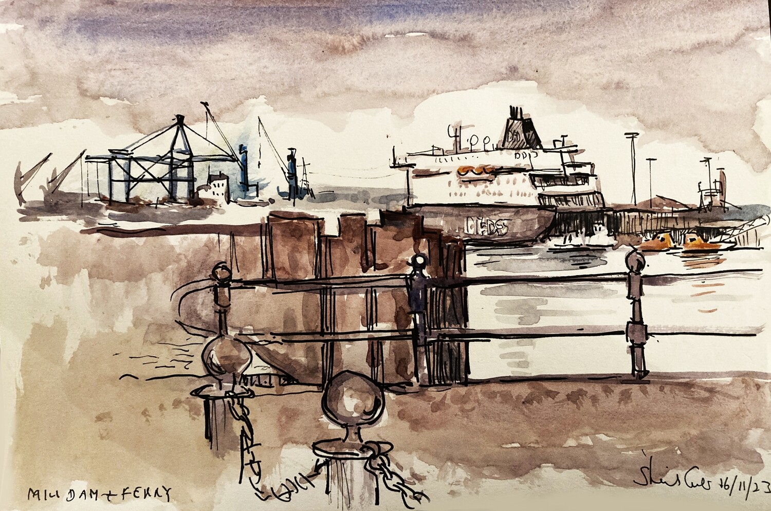PRINT - -A4 MILL DAM with DFDS Ferry