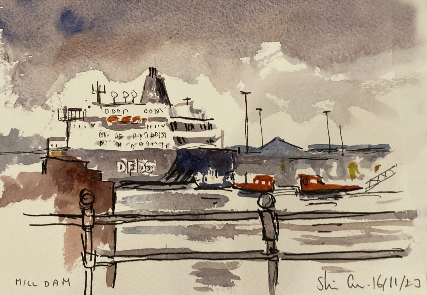 PRINT -  - MILL DAM with LIFEBOATS