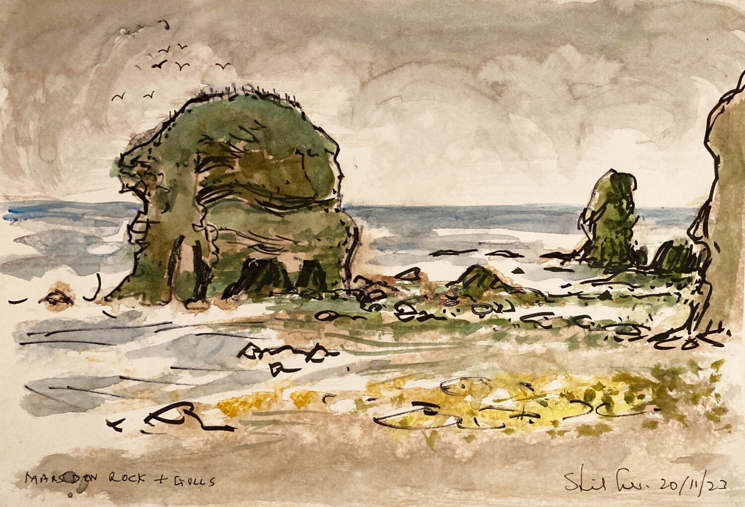 PRINT -  07 Marsden Rock &amp; Gulls 20/11/23
