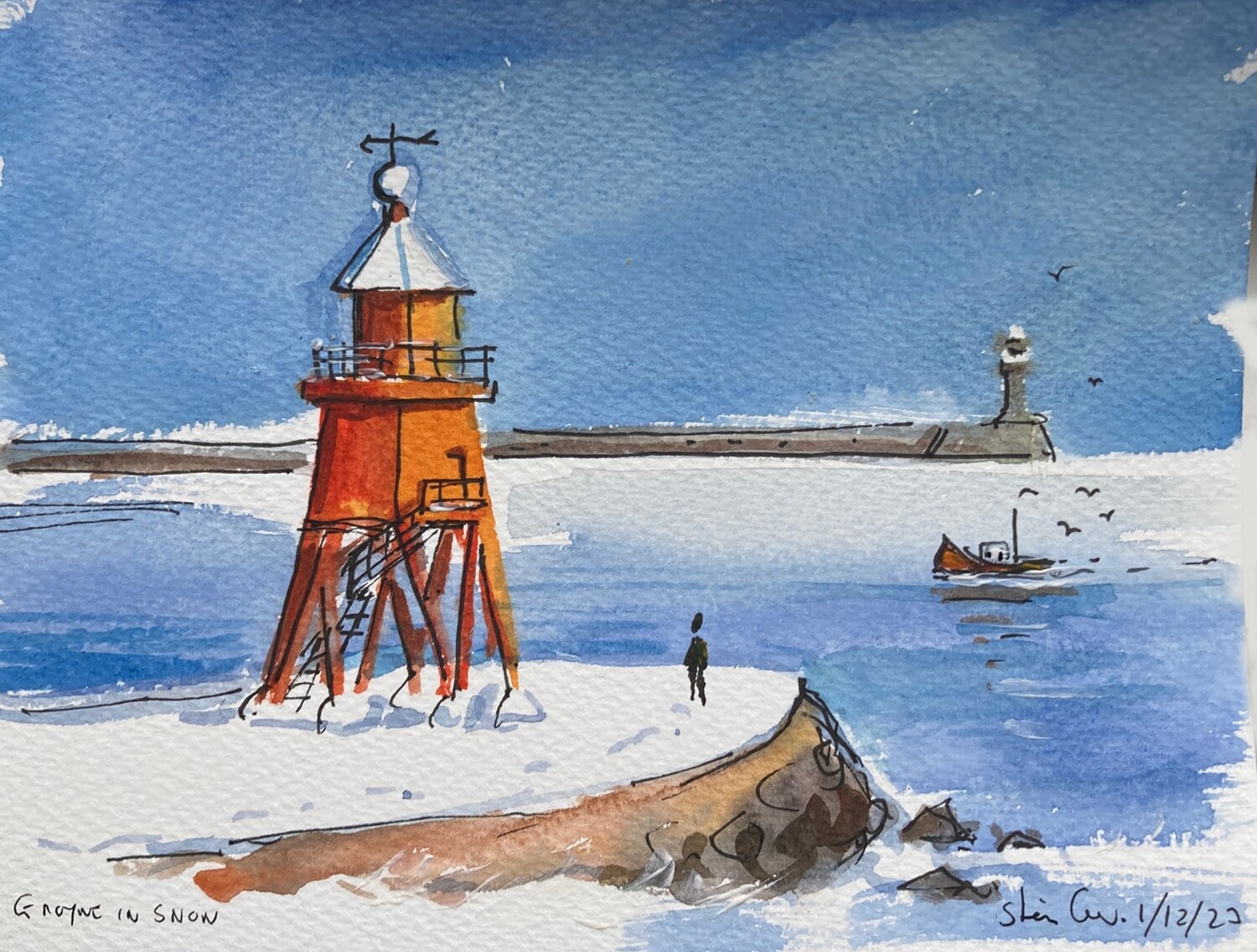 PRINT - 21  GROYNE IN SNOW 1/12/23