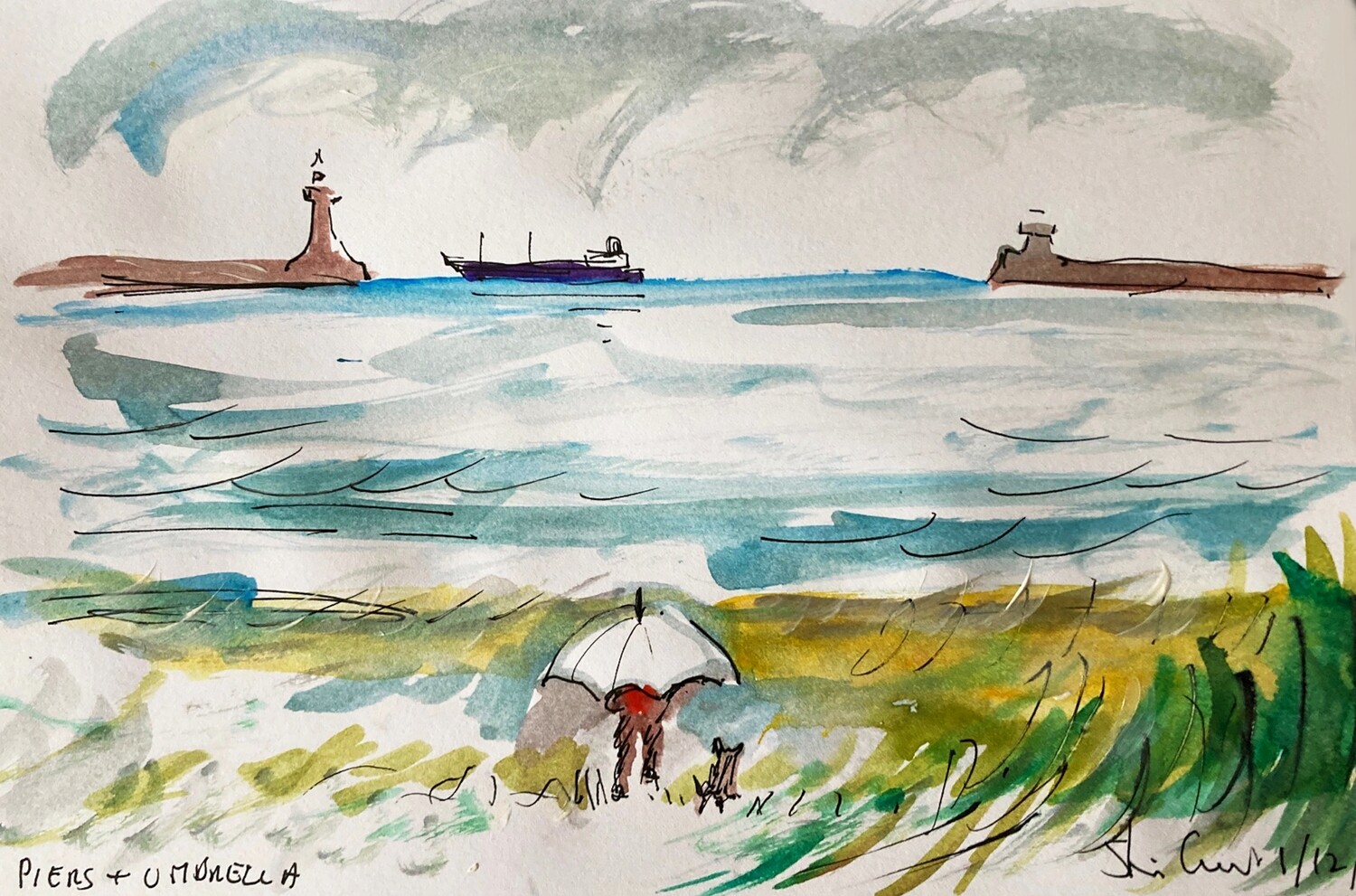 PRINT -  PIERS &amp; UMBRELLA 1/12/23