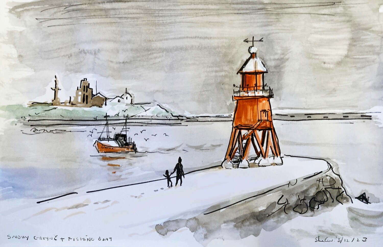 PRINT - 18 SNOWY GROYNE &amp; FISHING BOAT 3/12/23