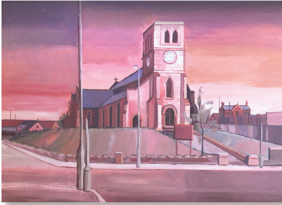 PRINT -  TRINITY CHURCH OIL PAINTING 1970