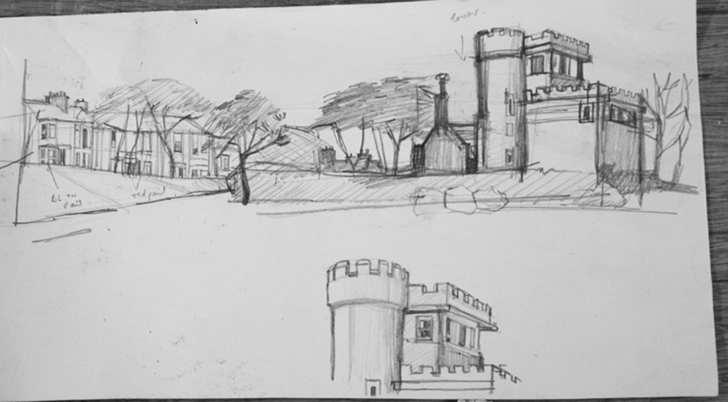 PRINT - _ Sketch of Trinity Towers 1959