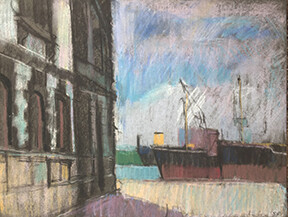 PRINT-_CUSTOMS HOUSE with WHALER 1957