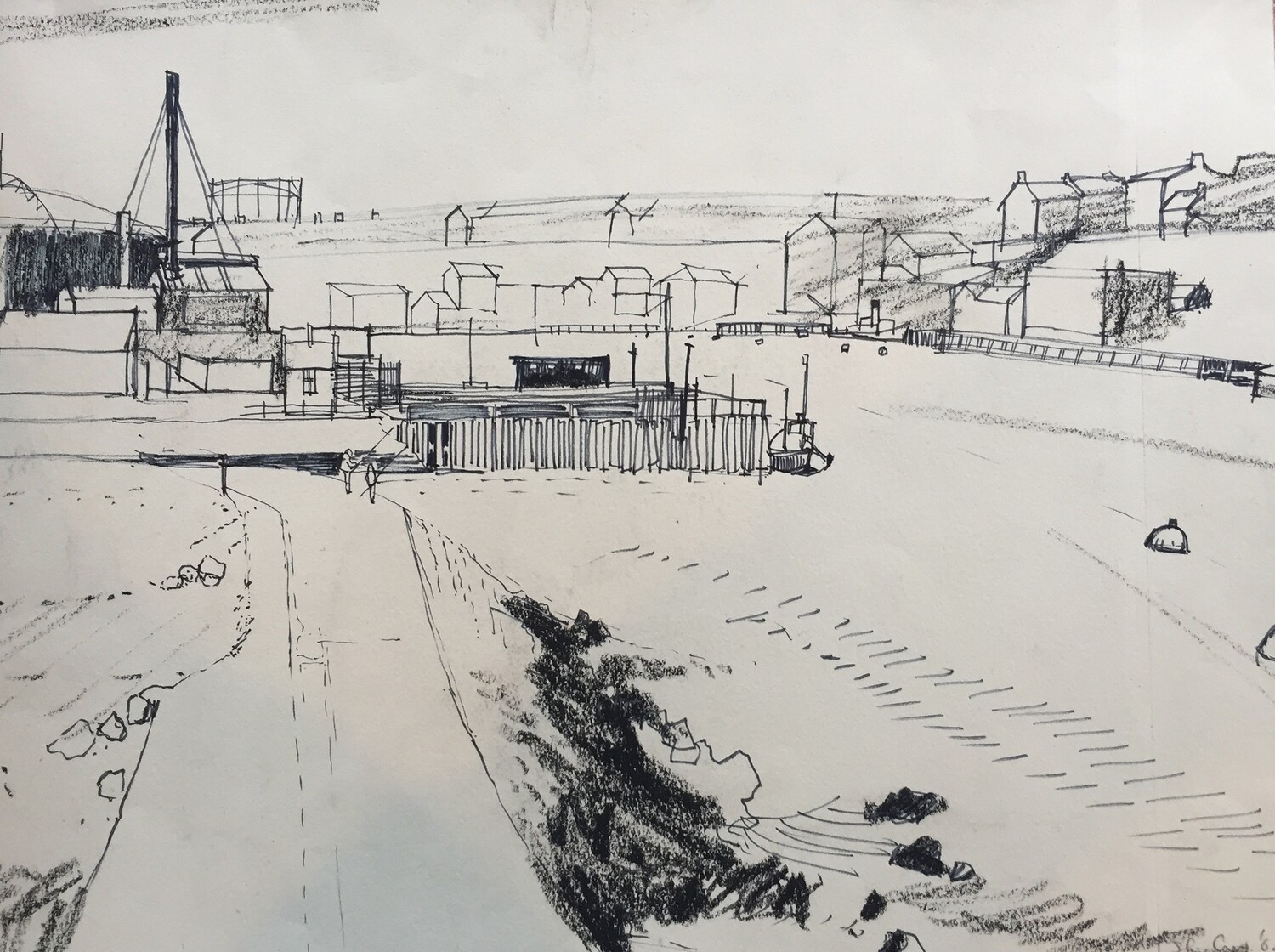 PRINT--16 Pilot&#39;s Jetty  TYNE from the Top of  Groyne 1962