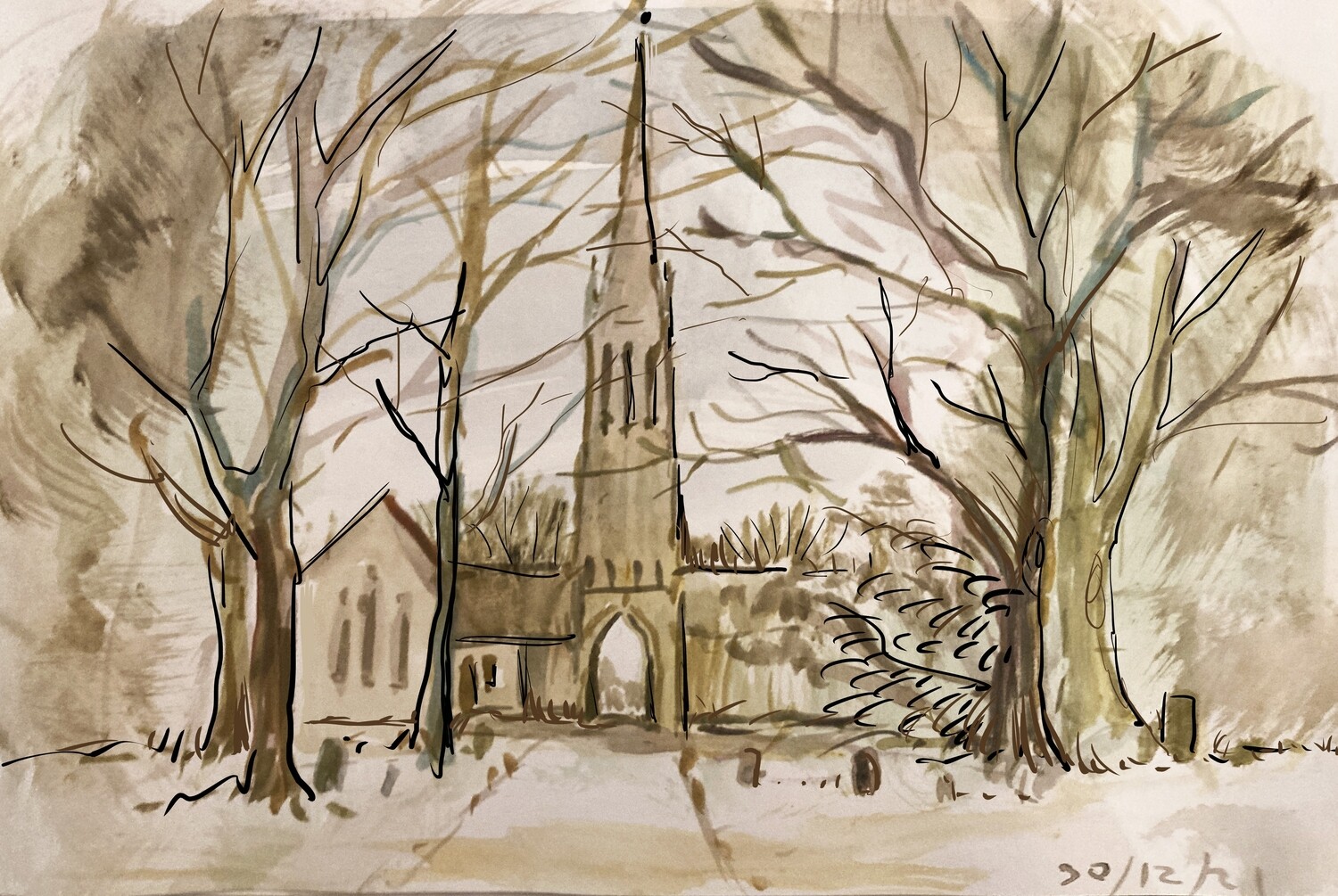 PRINT -HARTON CHAPEL WATERCOLOUR &#39;21