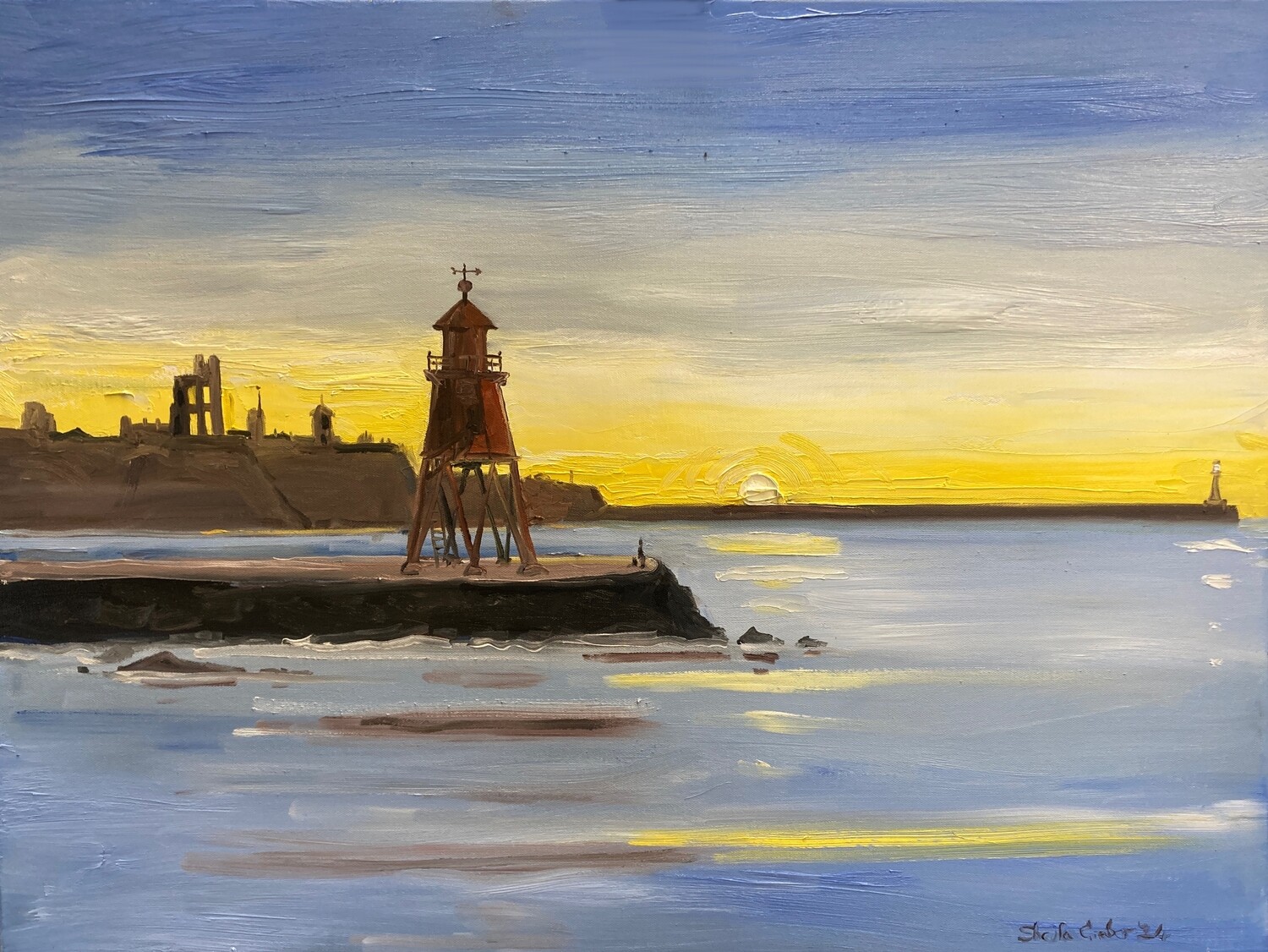 PRINT-  13 GROYNE at SUNRISE