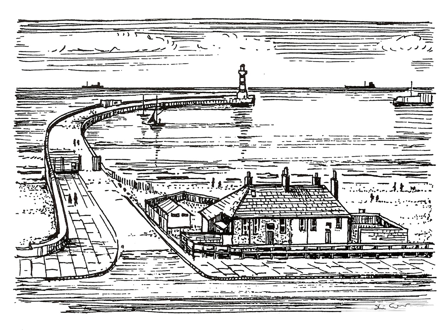 PRINT-- ROKER PIER 1988  SUNDERLAND