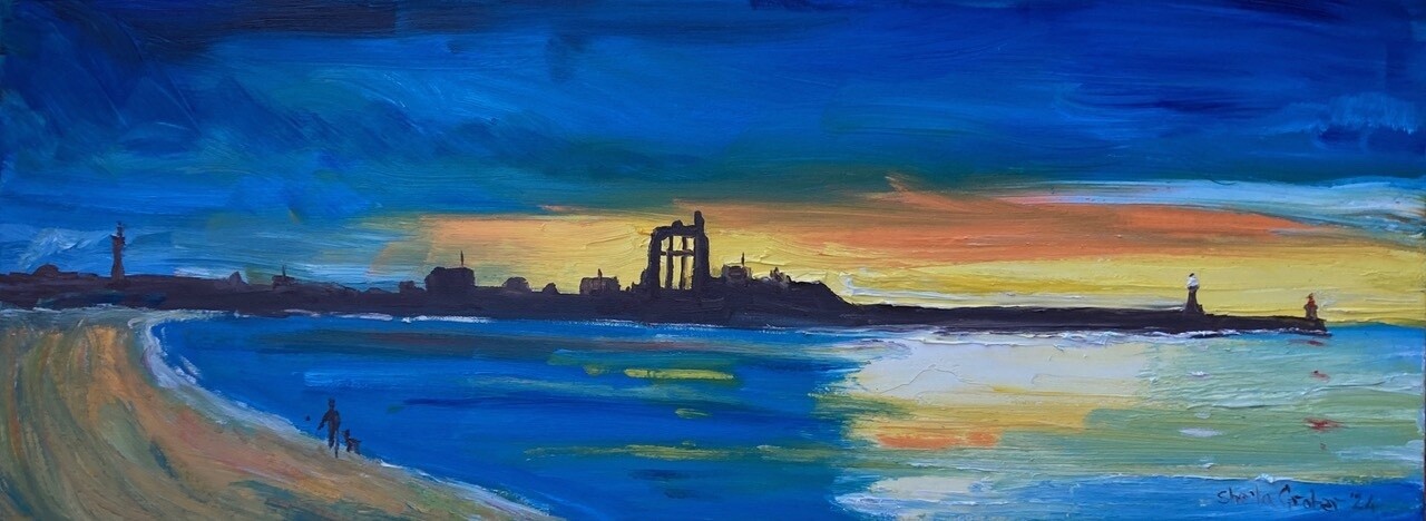 PRINT-TYNEMOUTH PRIORY at EVENING &quot;24